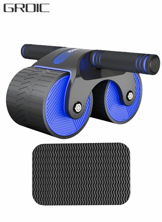 عجلة البطن AB Roller معدات تمرين لتمرين عضلات البطن، تدريب عضلات البطن بالارتداد التلقائي، معدات لياقة عضلات البطن مع وسادة الركبة وحامل الهاتف