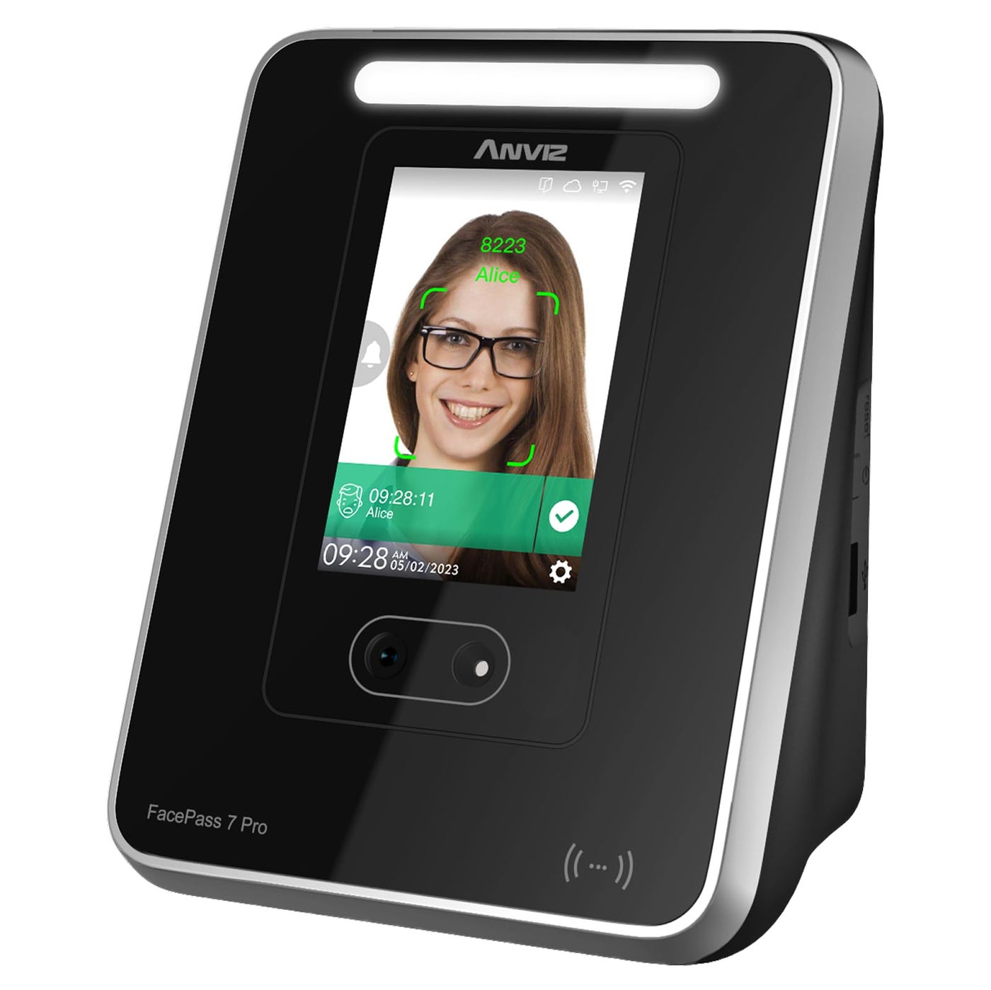 ANVIZ Time Clocks for Employees Small Business Forever Free Cloud Software FacePass 7 Pro Biometric Clock in and Out Machine Support Door Access Face RFID Pin Punching