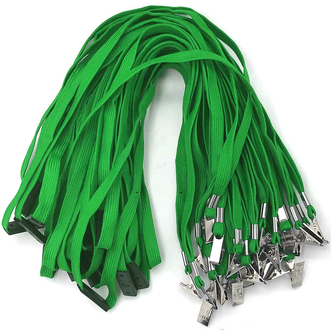 Bird Fiy Lanyards Breakaway Bulk Black Lanyards Neck Flat Safety Badge Lanyard Bulldog Clip Green 50 PCS
