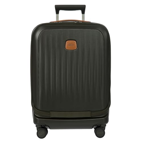 Brics Taormina UltraLight CarryOn Spinner Airline Approved Expandable Hard Shell Suitcase with TSA Lock AntiTamper Zippers BuiltIn USB Port 21 Inch with Pocket Olive