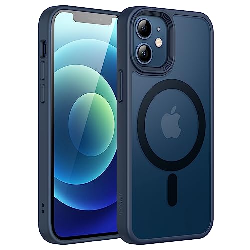 JETech Magnetic Case for iPhone 12 Mini 54Inch Compatible with MagSafe Translucent Matte Back Slim Shockproof Phone Cover Storm Blue
