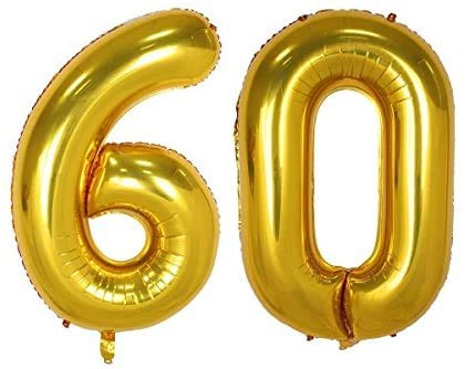 Masti Zone Gold Number 60 Sixty 16" Foil Balloon For Kids Birthday Theme Party Decoration (Gold Number 60)