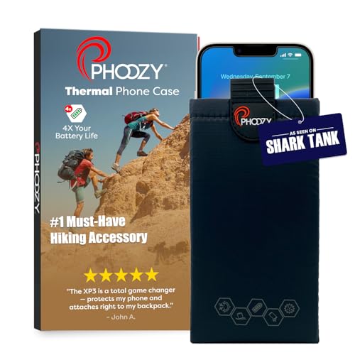 غطاء هاتف PHOOZY XP3 الحراري مع حاجز الكروم الحاصل على براءة اختراع - حقيبة معزولة تمد عمر البطارية 4X في الطقس الحار - حماية عسكرية المستوى للمغامرات الخارجية - أسود كبير