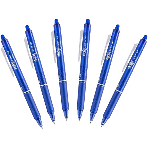 Pilot FriXion Ball 07mm Erasable Gel Pens Fine Point Blue Ink Pack Of 6