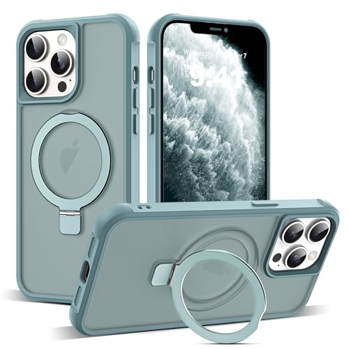 SKYLMW Compatible with iPhone 11 Pro Max Case with Invisible Magnetic ORing Stand MilitaryGrade Translucent Case for iPhone 11 ProMax 65 Compatible with MagSafeGreat Grip Feeling B